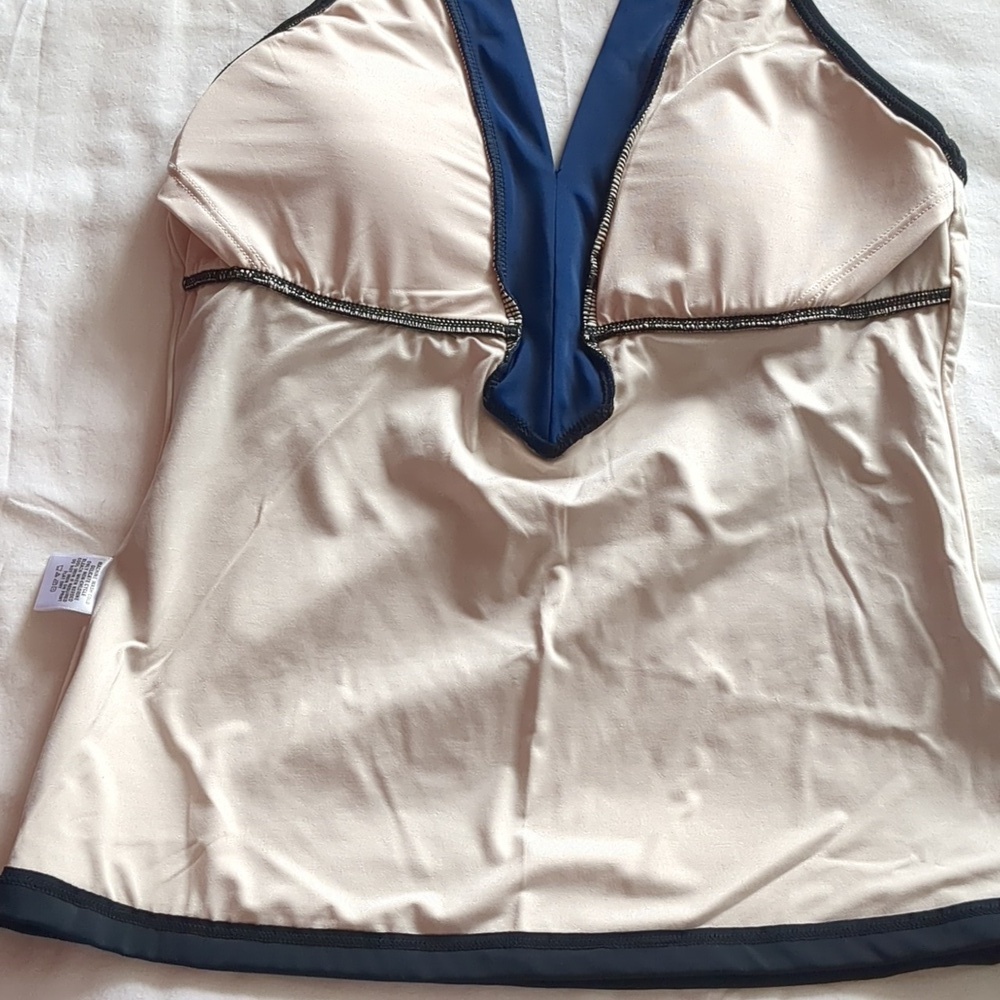 CABABA LIFE Black/Navy Tankini Adjustable Tie Top UPF 50+ NWT - Picture 11 of 17